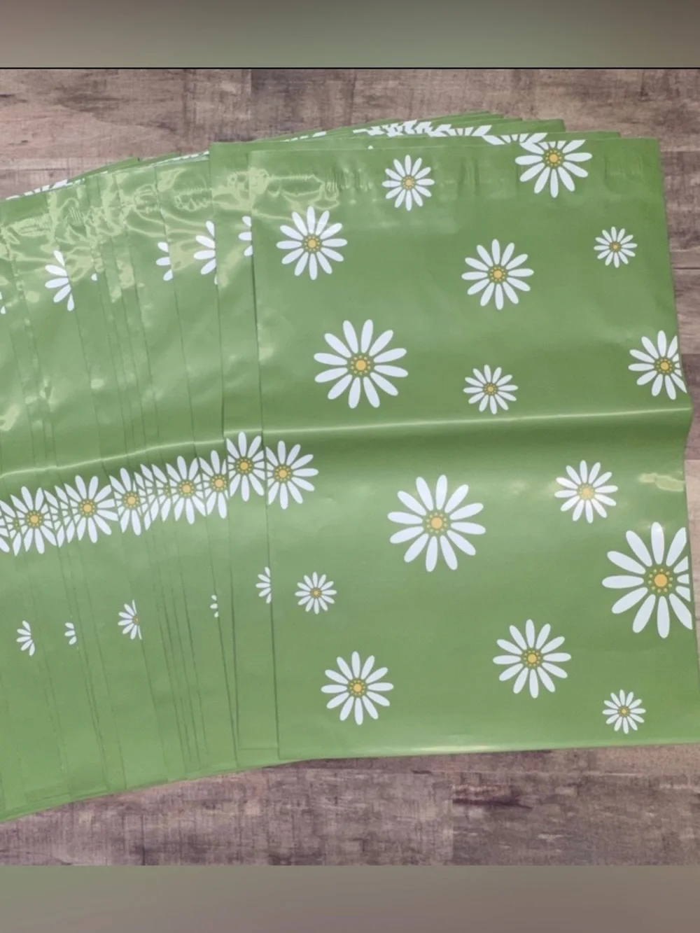 20 Sage Green Daisy Pattern Poly Mailer Bags 10x13 Shipping Office Bags